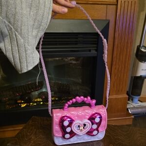 Pink Minnie Mouse Heart Bow Crossbody Purse